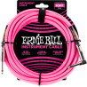 ERNIE BALL 6078 cables instrument gaine tissée jack/jack coudé 3m rose fluo