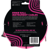 ERNIE BALL 6078 cables instrument gaine tissée jack/jack coudé 3m rose fluo