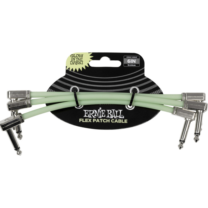 ERNIE BALL 6475 câble de patch flex 15cm - pack de 3 phosphorescent