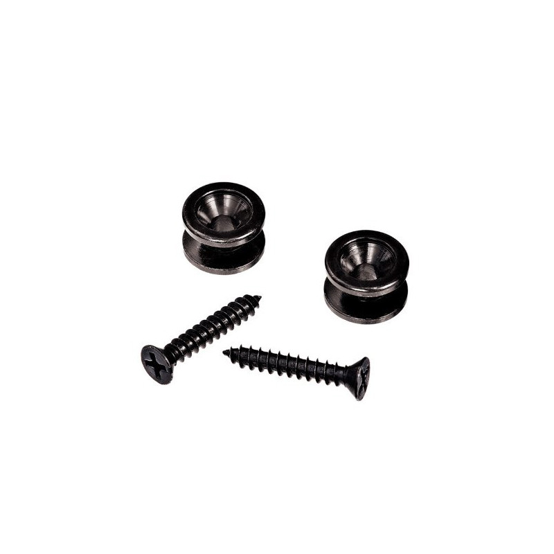 D'ADDARIO PWEP102 D'Addario Attaches de sangle en laiton D'Addario, coloris noir (la paire)