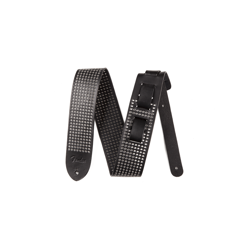 FENDER 2.5" Leather Small Rivets Strap Black