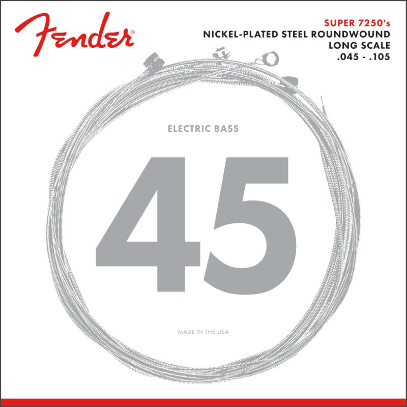 FENDER 7250 Bass Strings Nickel Plated Steel Long Scale 7250M .045-.105 Gauges 4