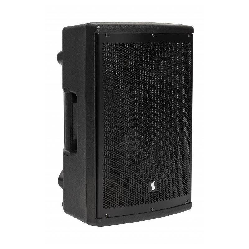 STAGG AS12B Enceinte active 2 voies 12" sur batterie, classe AB, Bluetooth stereo TWS, 2 micros UHF, 150 watts