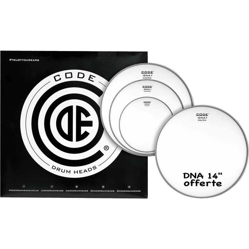 CODE DRUMHEADS TPDNACTDF tom pack dna coated fusion + cc 14" dna coated