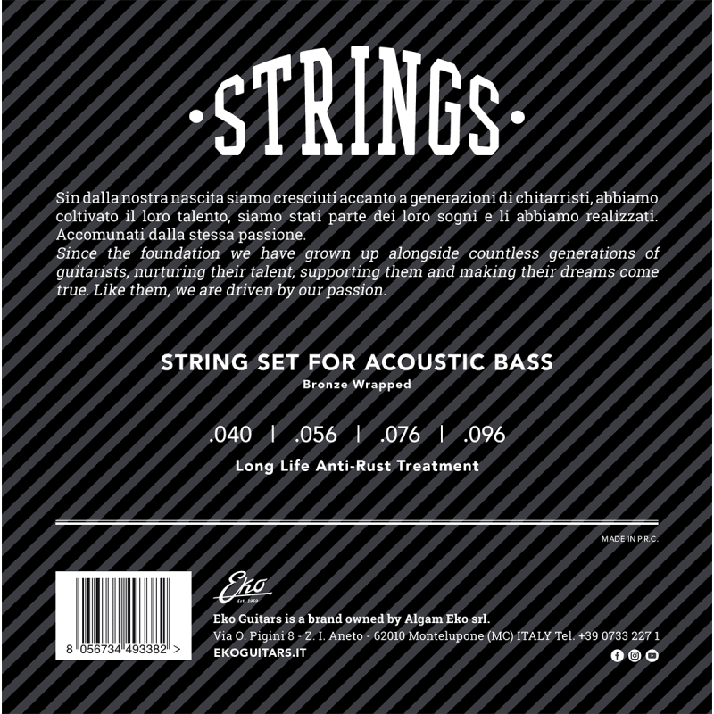 EKO ABB4096M cordes basse acoustique bronze 40-96 medium