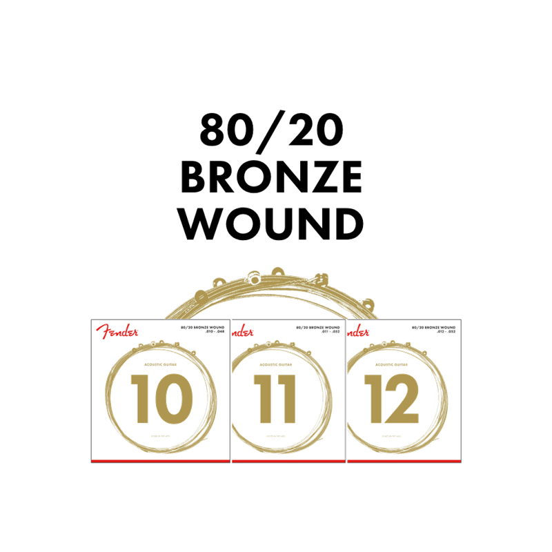 FENDER 80/20 Bronze Acoustic Strings Ball End 70XL .010-.048 Gauges 6
