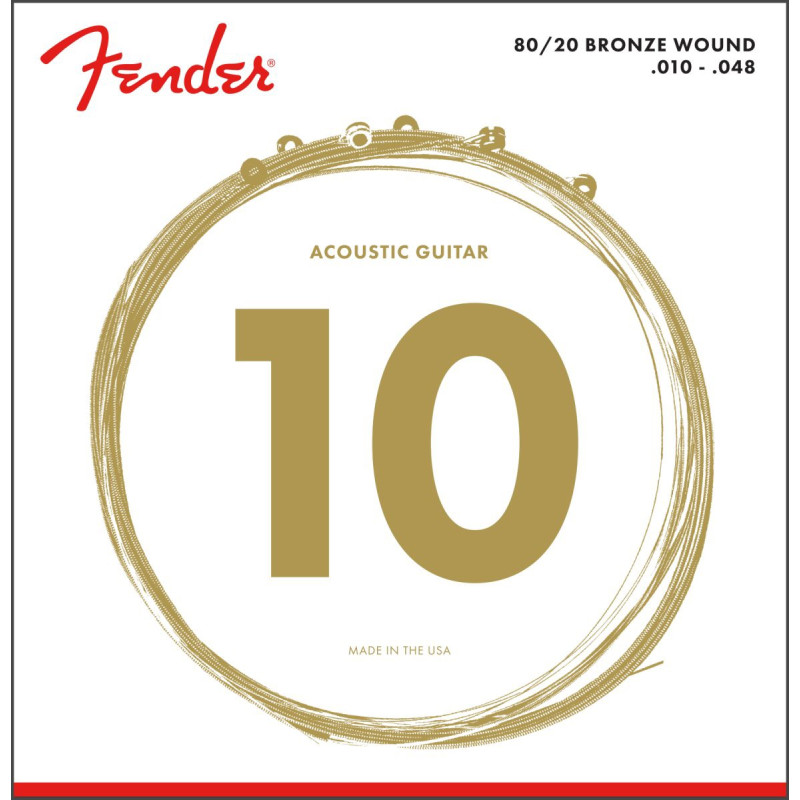 FENDER 80/20 Bronze Acoustic Strings Ball End 70XL .010-.048 Gauges 6