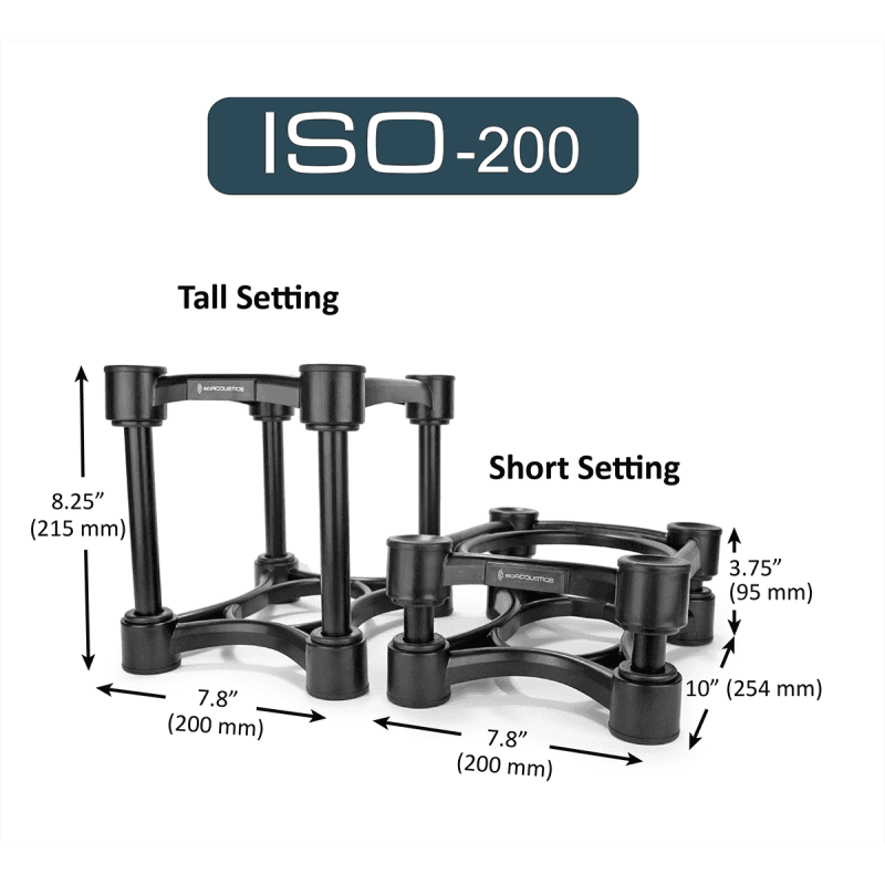 ISOACOUSTICS ISO200 lot de 2 supports d'enceintes grand format