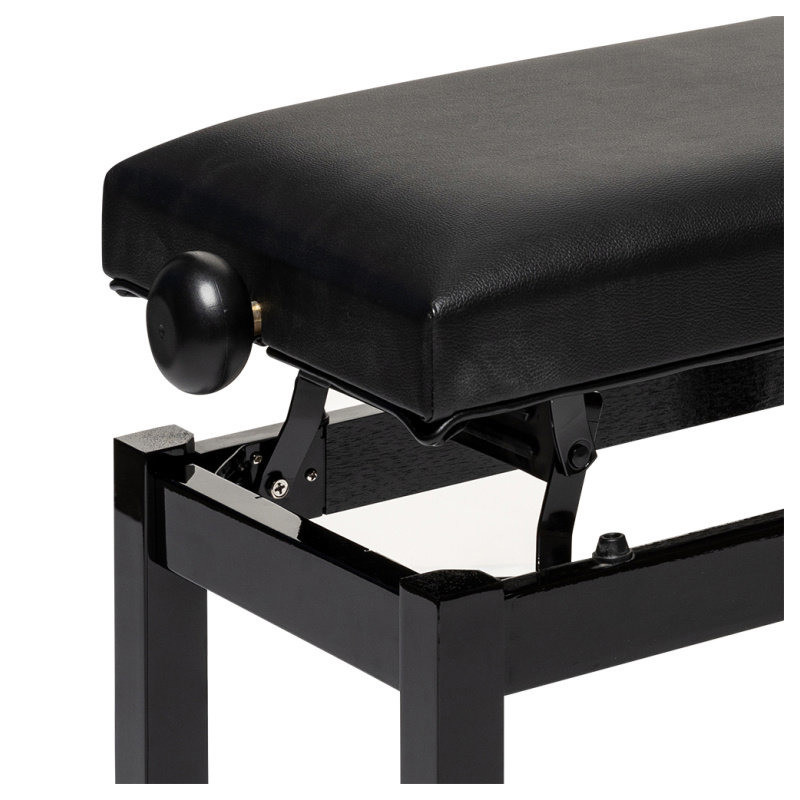 STAGG PB36 BKP SBK banquette de piano noir brillant avec pelote en skai noir