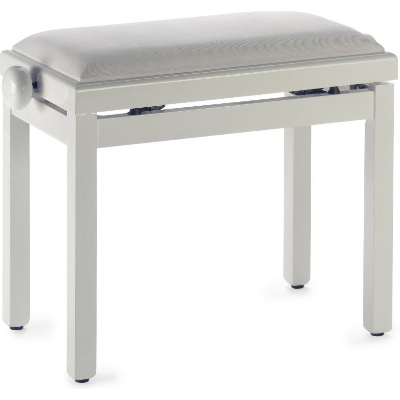 STAGG PB39 PEARLP VWH banquette de piano couleur blanc perle brillant avec pelote en velours blanc