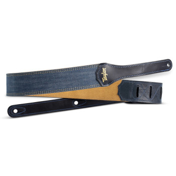 TAYLOR Blue Denim Strap Gold Logo 2"