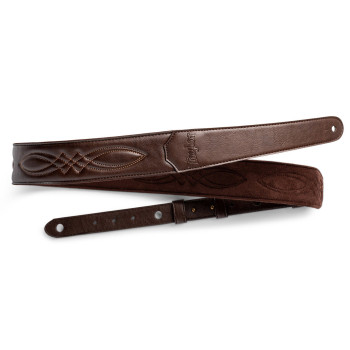 TAYLOR Vegan Leather Strap Chocolate Brown w/ Stitching 2.0" Embossed Logo