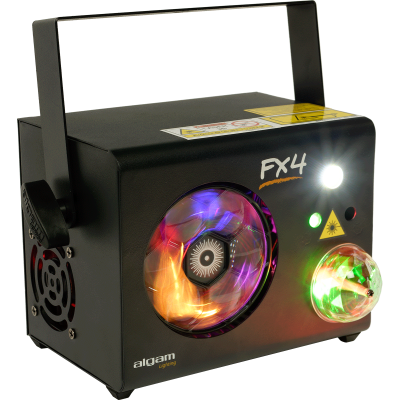 ALGAM LIGHTING FX-4 projecteur 4-en-1 par 4 led 9x 3w + strob + laser rg