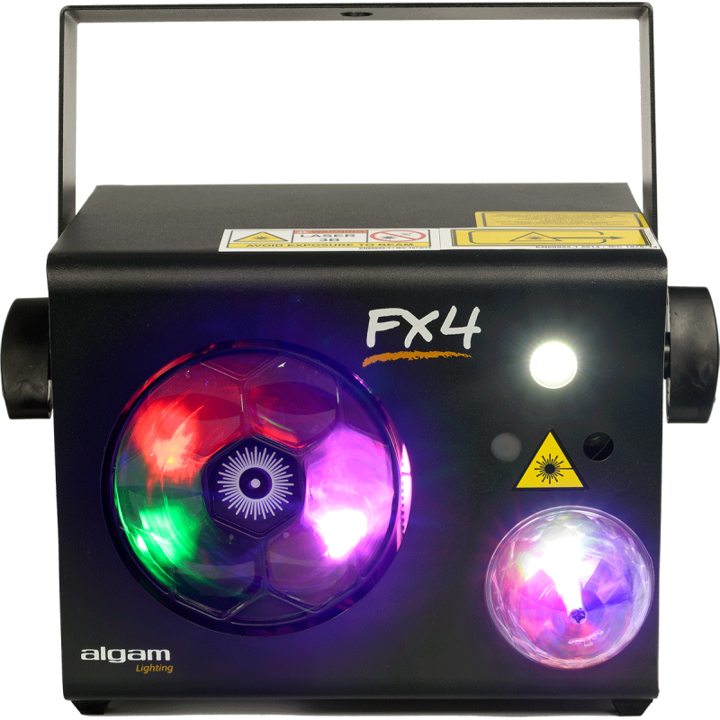 ALGAM LIGHTING FX-4 projecteur 4-en-1 par 4 led 9x 3w + strob + laser rg