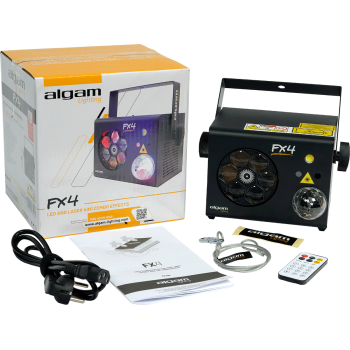 ALGAM LIGHTING FX-4 projecteur 4-en-1 par 4 led 9x 3w + strob + laser rg