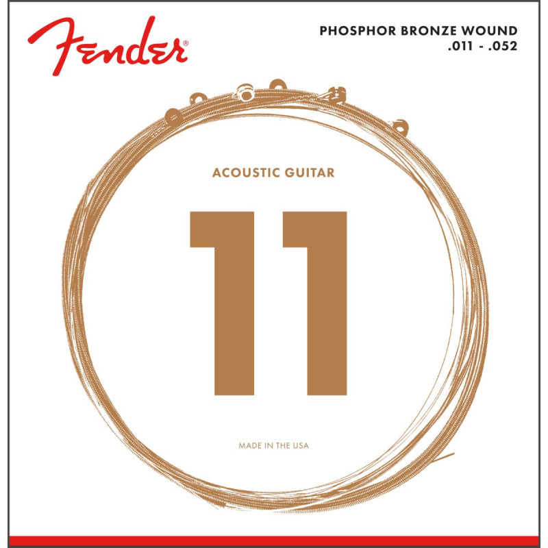 FENDER Phosphor Bronze Acoustic Guitar Strings Ball End 60CL .011-.052 Gauges 6