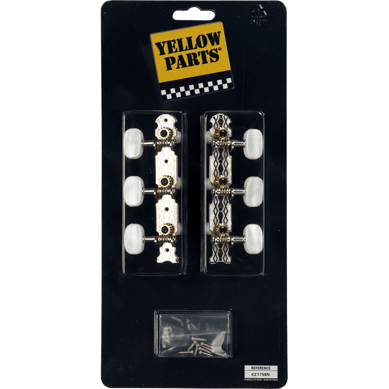 YELLOW PARTS EZ1758N mécaniques platines nickel boutons plast. - lot de 2 (3+3)