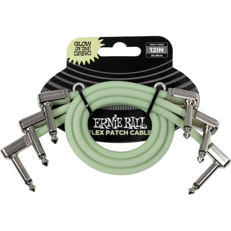 ERNIE BALL 6476 câble de patch flex 30cm - pack de 3 phosphorescent