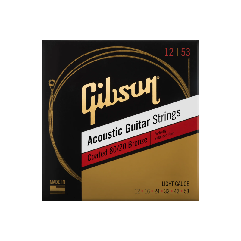 GIBSON Coated 80/20 Bronze Acoustic Guitar Strings Light