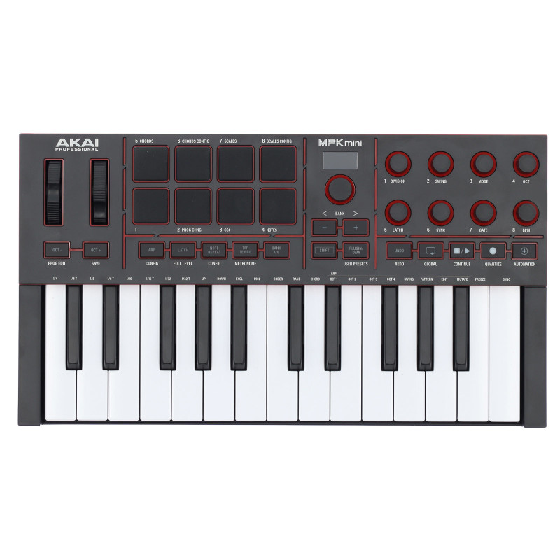 AKAI MPK MINI4 B clavier maître compact 25 touches 8 pads 8 encodeurs noir