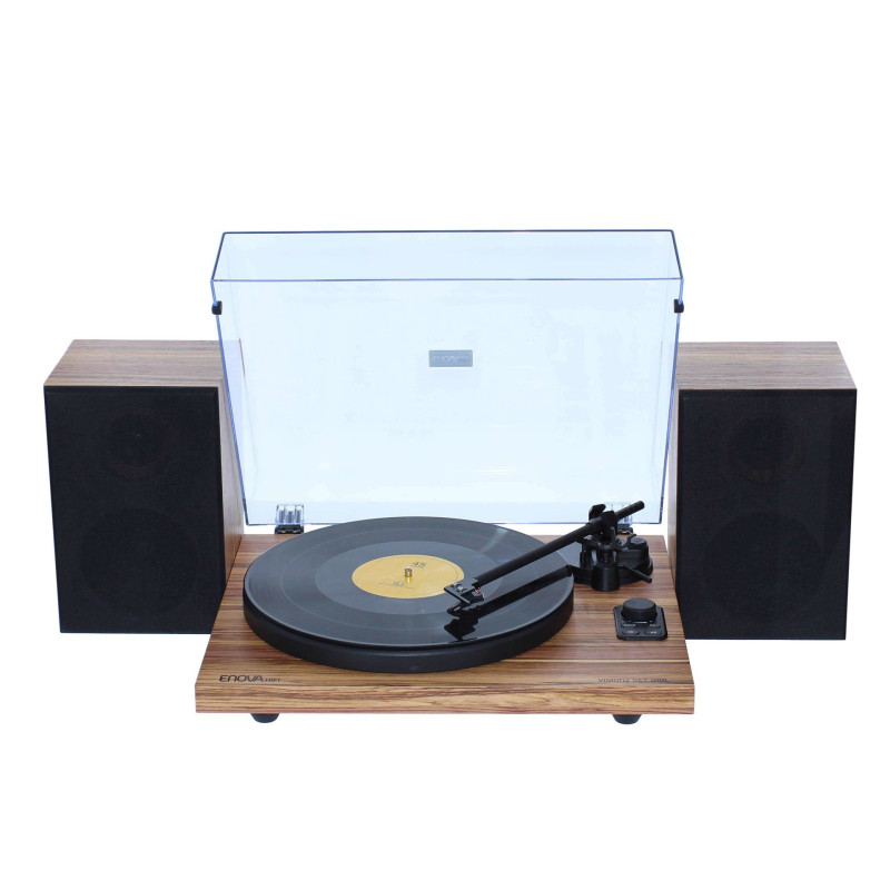 ENOVA HIFI VISION2 SET WDL Platine Vinyle Hifi à Courroie USB/Récepteur Bluetooth + Enceintes Passives en Finition Bois