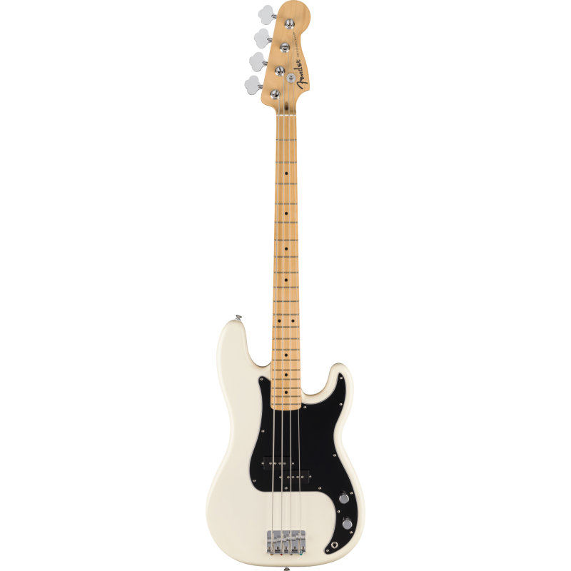 FENDER Standard Precision Bass touche erable plaque noire Olympic White