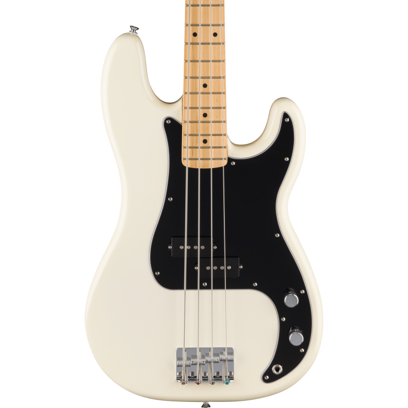FENDER Standard Precision Bass touche erable plaque noire Olympic White
