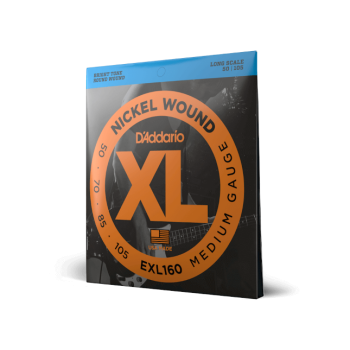 D'ADDARIO EXL160 D'Addario Cordes en nickel pour basse D'Addario EXL160, Medium, 50-105, cordes longues