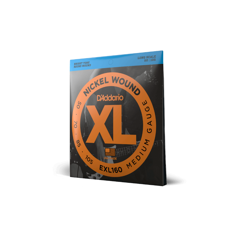 D'ADDARIO EXL160 D'Addario Cordes en nickel pour basse D'Addario EXL160, Medium, 50-105, cordes longues