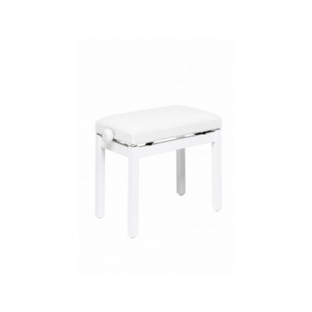 Stagg PB39 WHP SBK Banquette de piano, couleur blanc brillant, avec pelote  en skaï noir