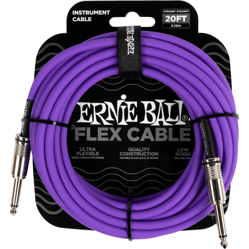 ERNIE BALL 6420 câbles instrument flex jack/jack 6m violet