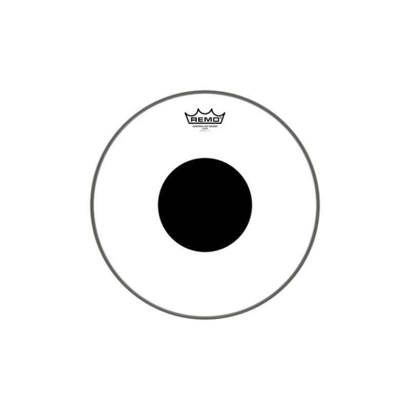REMO CS031610 Peau CS Transparente 16" + rond noir, pour Caisse claire/ Tom sur pieds.