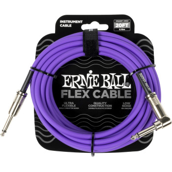 ERNIE BALL 6466 câbles instrument flex jack/jack coudé 6m violet