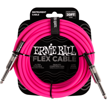 ERNIE BALL 6418 câbles instrument flex jack/jack 6m rose