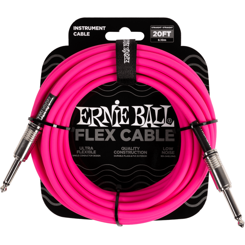 ERNIE BALL 6418 câbles instrument flex jack/jack 6m rose