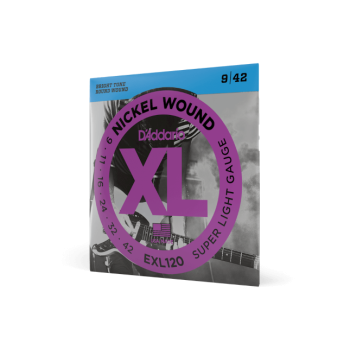 D'ADDARIO EXL120 D'Addario Cordes en nickel pour guitare électrique D'Addario EXL120, Super Light, 9-42, 1 Jeux