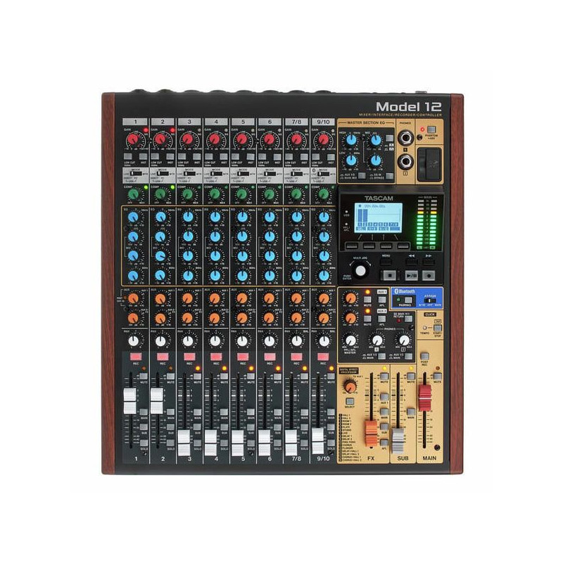 TASCAM Model 12 Console de mixage analogique 10 voies et enregistreur 12 canaux sur carte SD