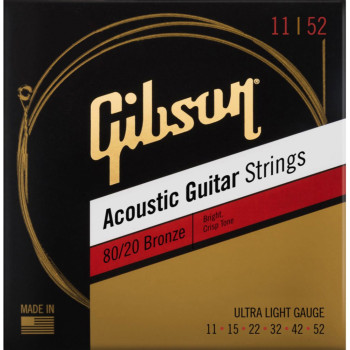GIBSON 80/20 Bronze Acoustic Guitar Strings Ultra-Light