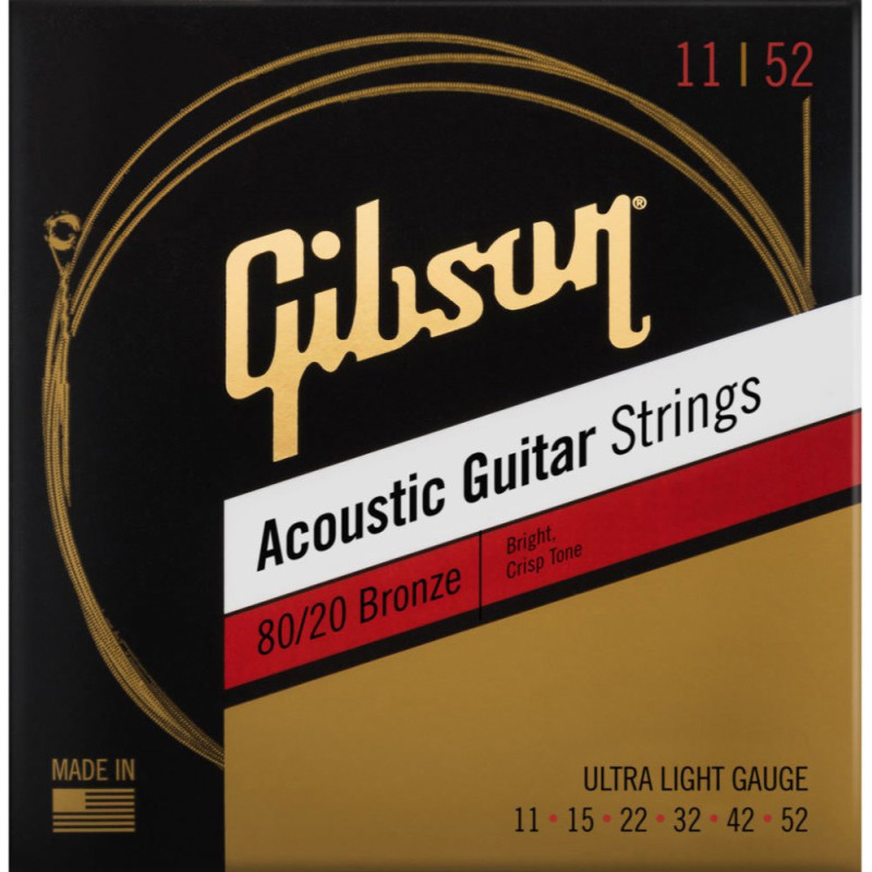 GIBSON 80/20 Bronze Acoustic Guitar Strings Ultra-Light