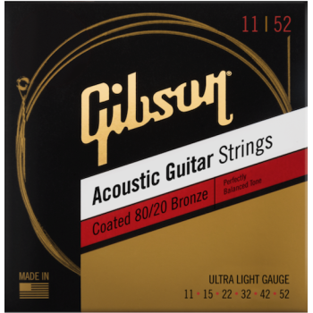 GIBSON ACCESSORIES SAG-CBRW11 coated 80/20 bronze acoustic guitar strings ultra-light