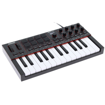 AKAI MPKMINI 3 WH Clavier-maître USB 25 mini touches, 8 pads et encodeurs, ecran LED - Blanc