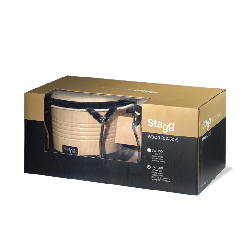 STAGG BW-200-N bongos latins en bois de 7,5 et 6,5 de couleur naturelle