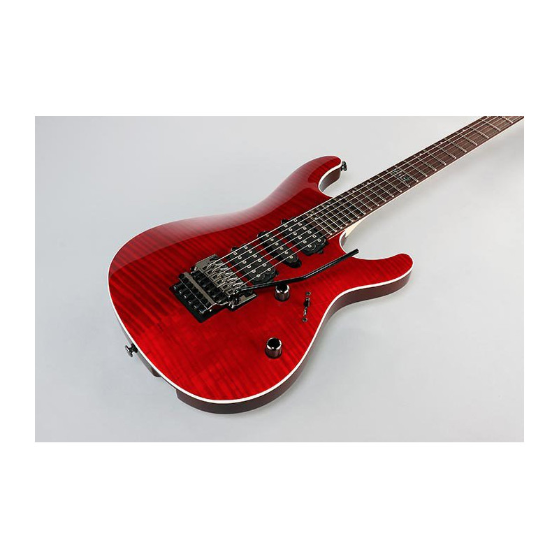 IBANEZ KIKO100TRR Transparent Ruby Red Guitare electrique avec valise