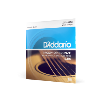 D'ADDARIO EJ16 D'Addario Cordes en Bronze Phosphoreux pour Guitare Acoustique D'Addario EJ16 Light 12-53 1-Jeux