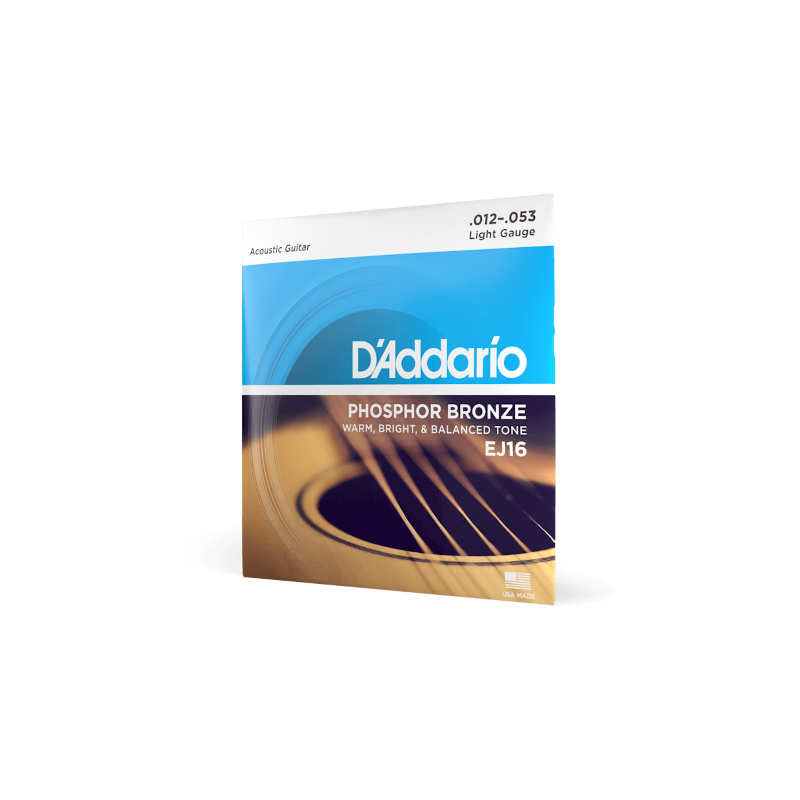 D'ADDARIO EJ16 D'Addario Cordes en Bronze Phosphoreux pour Guitare Acoustique D'Addario EJ16 Light 12-53 1-Jeux