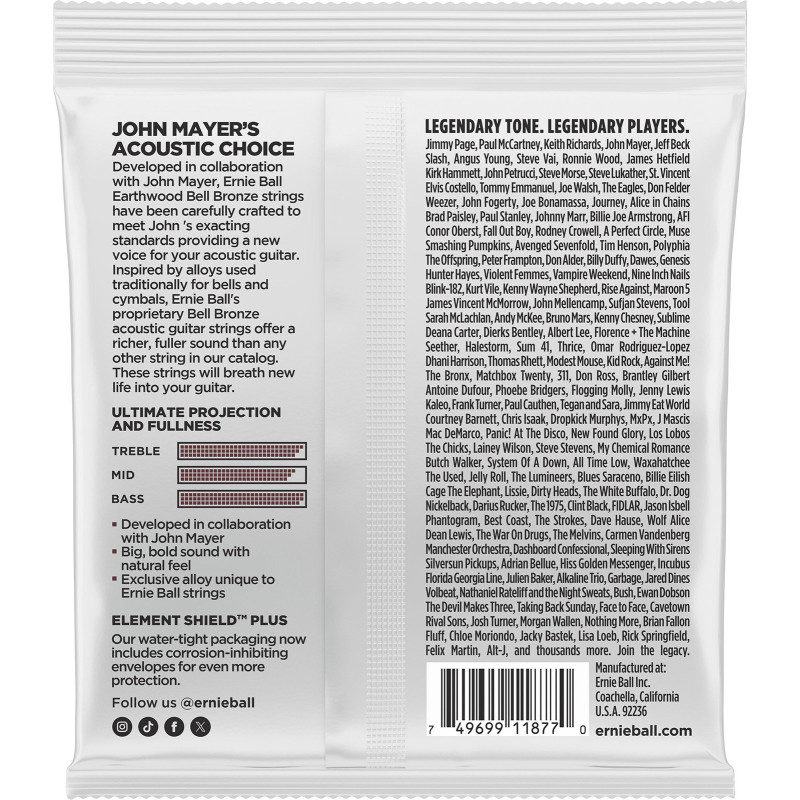 ERNIE BALL 2346 earthwood bell bronze medium light 12-54