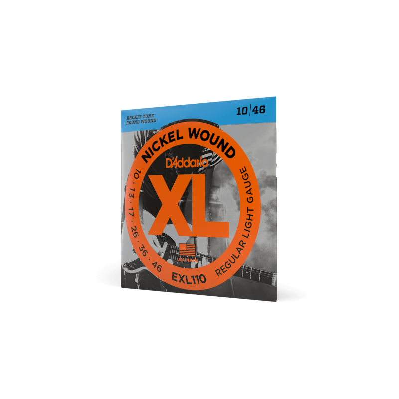 D'ADDARIO EXL110 D'Addario Cordes en nickel pour guitare électrique D'Addario EXL110, Regular Light, 10-46, 1 Jeux