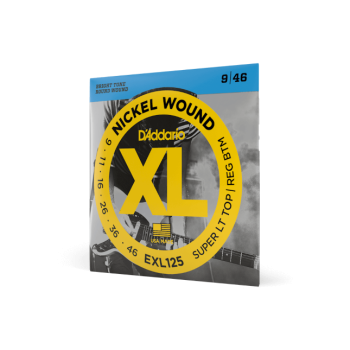 D'ADDARIO EXL125 D'Addario Cordes en nickel pour guitare électrique D'Addario EXL125 Super Light Top/Regular Bottom 9-46 1 Jeux