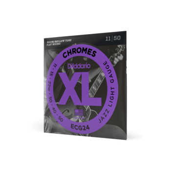 D'ADDARIO ECG24 D'Addario Cordes à filet plat pour guitare électrique D'Addario Chromes ECG24, Jazz Light, 11-50