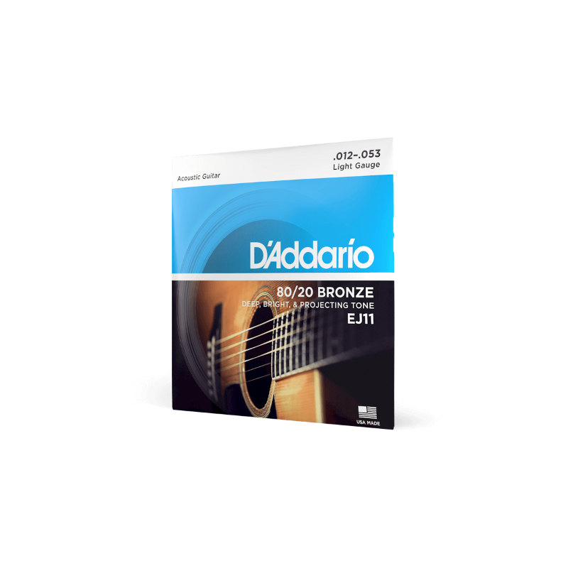D'ADDARIO EJ11 D'Addario Cordes en bronze pour guitare acoustique D'Addario EJ11, 80/20, Light, 12-53